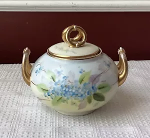 Antica ciotola di zucchero cinese dipinta a mano con un pickard, design fiore blu - Foto 1 di 11