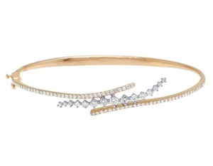 1.53ct Natural Round Diamond 14K Solid Yellow Gold Anniversary Wedding Bracelet - Picture 1 of 4