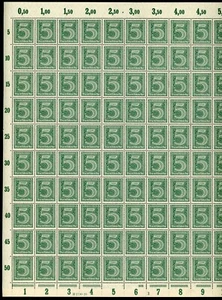GERMANY 1920 MINT NH SHEET OF 100 STAMPS #O1, OFFICIAL STAMP NUMERALS !! - Picture 1 of 2