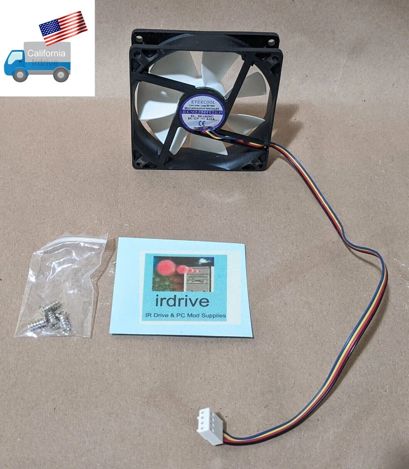 Evercool 92mm x 25mm 4-pin PWM EL Bearing 12V DC PC Case Cooling Fan EC9225H12EP - Image 1 of 4