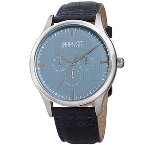 Herren August Steiner AS8243SSBU Multifunktion silberfarben schwarz Lederuhr - Bild 1 von 4