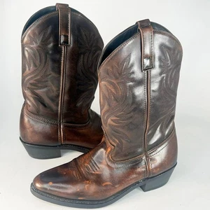 Botas vaqueras occidentales de cuero Laredo Paris 4214 antiguas marrón tostado para hombre 10 - Imagen 1 de 15
