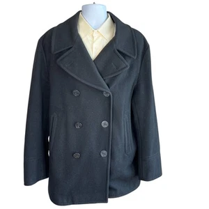 Vintage Polo by Ralph Lauren Maritim Pea Coat Schwarz Wollmischung Gr. XL Fischer - Bild 1 von 8