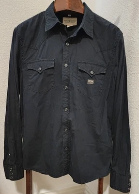 Camisa Western Denim & Supply Ralph Lauren Algodón Negra L Grande Vaquero Broches a presión Foto 1 de 4