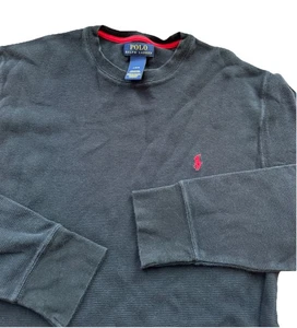 Polo Ralph Lauren Men’s Thermal Long Sleeve Shirt Large Black Waffle Knit Pony - Picture 1 of 7