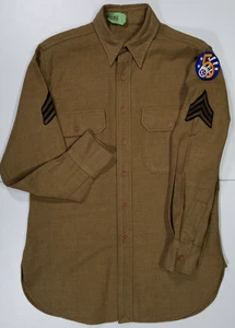 Camisa de uniforme de lana de manga larga con botones militar vintage con parches para hombre S - Imagen 1 de 20