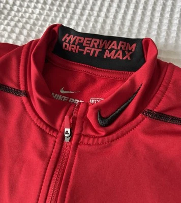 Nike Pro Mens Hyperwarm Dri-Fit Max Compression Long Sleeve Red L Large - Image 1 of 4