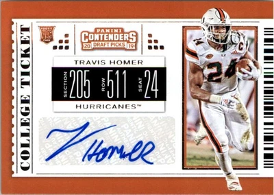 2019 Panini Contenders Draft Picks #276 Travis Homer RC Auto - NM-MT - Image 1 of 2