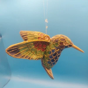 GORGEOUS Cloisonné Hummingbird Enameled Metal Ornament 2" - Picture 1 of 4