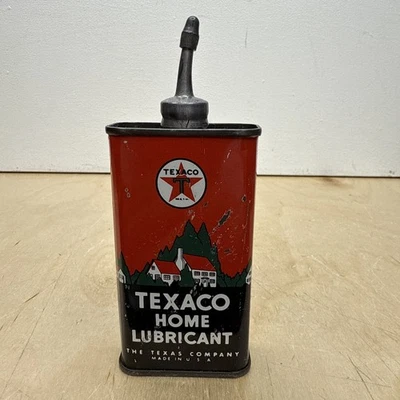 LUBRICANTE PARA EL HOGAR TEXACO VINTAGE AÑOS 40-50 LATA DE ACEITE METÁLICO 4 oz tapa de plomo Foto 1 de 4