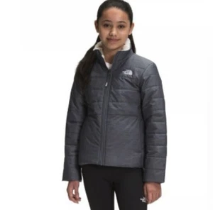 The North Face Girl’s Reversible Puffer Jacket Gray & Pink Size Large - Picture 1 of 10