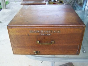 Vintage Eichenholz Schreibtisch 1 Schublade Bradner Smith Co Chicago Papierschrank alt - Bild 1 von 7
