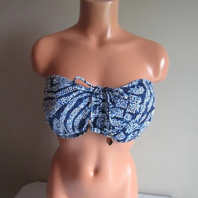 Tommy Bahama Playa Brava Bandeau Swim Top Mare Navy/White  XL NWT - Image 1 of 4