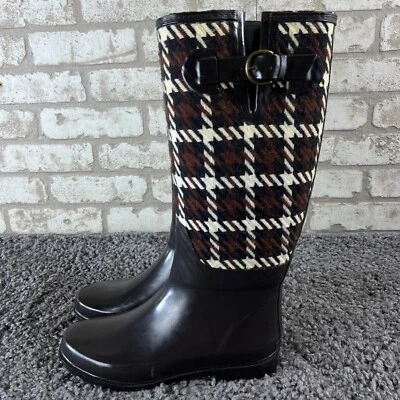 Botas de lluvia Banana Republic para mujer 7 Bridgewater pata de gallo media pantorrilla 15" de alto Foto 1 de 4