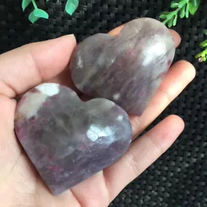 151g 2pcs Pink Tourmaline Heart Carving Crystal Specimen Healing Stone Art Decor - Picture 1 of 3