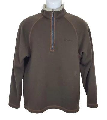 Columbia Sweater Pullover Mens Medium Brown Ribbed Knit Half Zip Casual Outdoors - Image 1 of 4