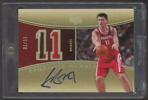 2004-05 UD Exquisite Number Pieces Yao Ming Dual GU Jersey Patch AUTO 1/11