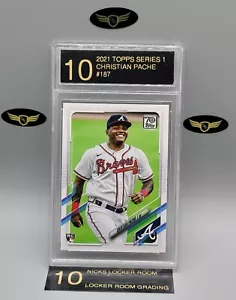 2021 Topps Series 1 Atlanta Braves CHRISTIAN PACHE #187 rookie RC graded LRG 10 - Picture 1 of 2