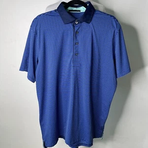 Greyson Men’s Blue Striped Short Sleeve Polo Shirt Size Large - Picture 1 of 10