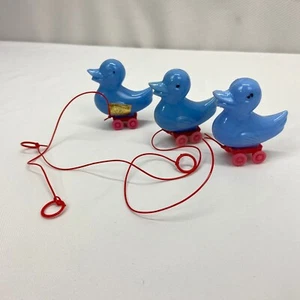 Vtg Duck On Wheels Candy Container Pull Toy - RL Albert & Son Inc - Lot of 3 - Picture 1 of 10