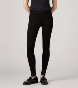 LEVI'S 710 SUPER SKINNY JEANS 24 x 34 NEW WITH TAGS Black Stretch Denim Zip Fly - Picture 1 of 20