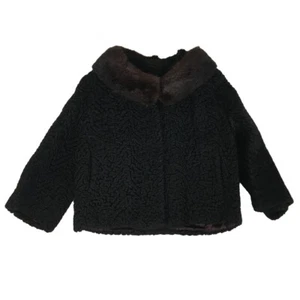 Chaqueta de cordero persa vintage con cuello de visón GLAMOUR AIRE, NY negra - Imagen 1 de 12