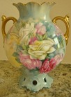 Antique Limoges France Hand Painted Porcelain Vase Roses NO RESERVE!