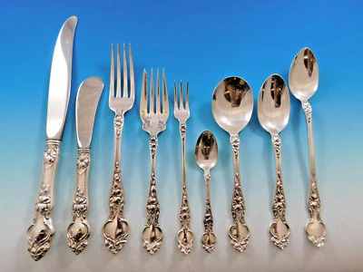 Juego de 8 cubiertos de plata esterlina Violet by Wallace 77 piezas sin monogramas Foto 1 de 4