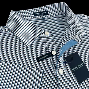 Polo Peter Millar Crown artigianale a righe alte su misura taglia small $115 - Foto 1 di 9