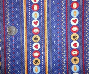 Cats Hearts Fish Paws Stripe Debbie Mumm Cotton Quilting Fabric JoAnn 1 1/3 yard - Picture 1 of 10