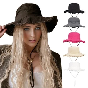 Sombrero cubo pescador carga con cordón de algodón borde deshilachado COMPRA 2 OBTÉN LA MITAD DE PRECIO - Imagen 1 de 10