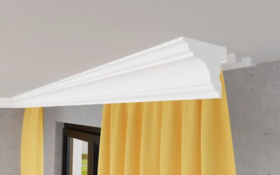 ELHARE Barre en Stuc Rail de Rideau LED Barre Murale Tringle à Rideau Indirec... - Photo 1/4