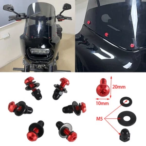 6 piezas pernos de tornillo parabrisas carenado delantero de aluminio rojo T25 para Harley-Davidson - Imagen 1 de 9