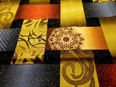 1 Yd 'Reflection' by Sasha K Studio for EBI Fabric Geometric Gold Glitter - Image 1 of 4