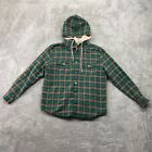 Z-Man Shirt Men's Small Green Hoodie Plaid Flannel Fleece Outdoor Jacket