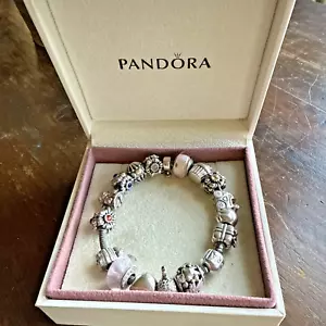Lot 17 Authentic Pandora Bracelets charms with bracelet 80 Grams - Picture 1 of 16