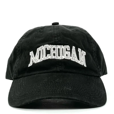 Gorra de béisbol MICHIGAN unisex clásica negra bordada deletreada Foto 1 de 4