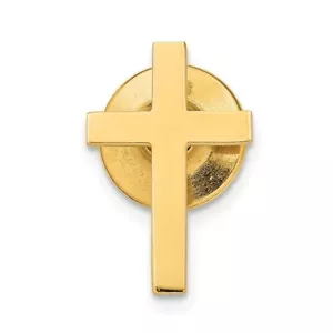 14K Solid Yellow Gold Cross Tie Clip Bar Tac - Picture 1 of 5