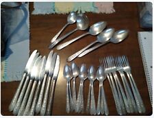 Nobility Plate Royal Rose Silverware 35 Piece Set Silverplated with serving set
