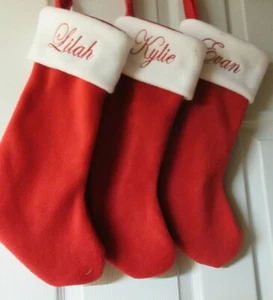 4 Personalized Christmas Stockings, Monogrammed Red Stocking, Personalised Name - Foto 1 di 12