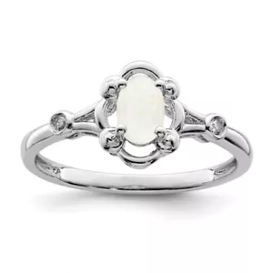 Sterling Silver Rhodium-plated Created Opal & Diamond Ring - Picture 1 of 5