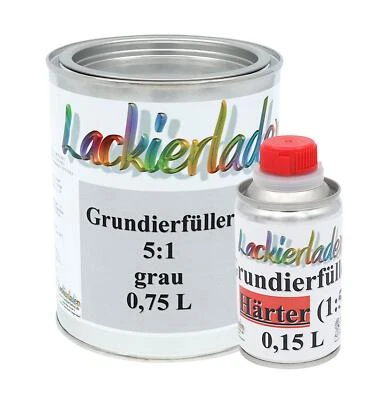 SET Grundierfüller 5:1 grau inkl. Härter 0,9 L | Grundierung 0,75 L Härter 0,15  - Bild 1 von 4