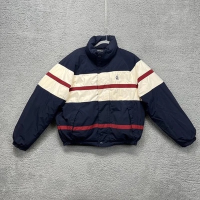 VTG Nautica Jacket Mens XL Navy Colorblock Reversible Down Puffer Duck 90s - Image 1 of 4