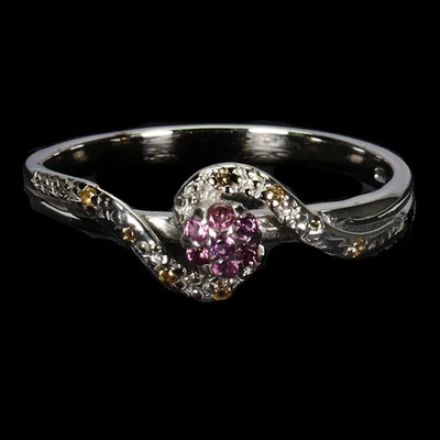 925 Anillo Plata de Ley Redondo Rodolita Granate Piedra Preciosa Zafiro Joya Sz - Imagen 1 de 4