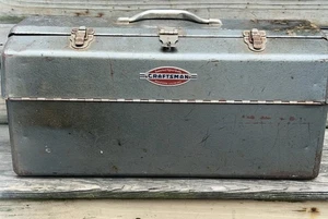 Vintage Craftsman Old Logo Tombstone Metal Tool Box Hip Roof Trays Socket - Picture 1 of 12