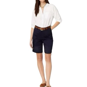 TOMMY HILFIGER Women’s Preppy Lady Bermuda Chino Shorts Classic Navy Sz 10 Chic - Picture 1 of 13
