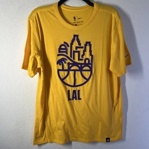 Nike Dri-Fit Tee NBA Basketball LA Lakers Yellow Shirt for Men Large - Picture 1 of 8