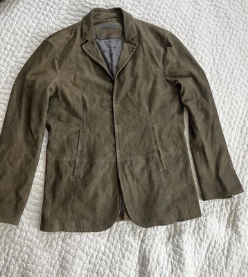 КОЛЛЕКЦИЯ JOHN VARVATOS: Мужская коричневая замшевая куртка-блейзер Slim Fit Sm - Изображение 1 из 4