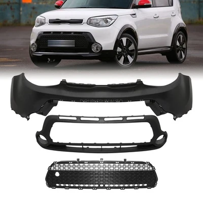 Front Bumper Cover W/Lower Grille Grill 3Pcs Fit For 2014 2015 2016 Kia Soul - Image 1 of 4