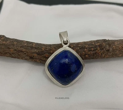 Ciondolo in argento sterling 925 naturale lapislazzuli fatto a mano gioielli ... - Immagine 1 di 4